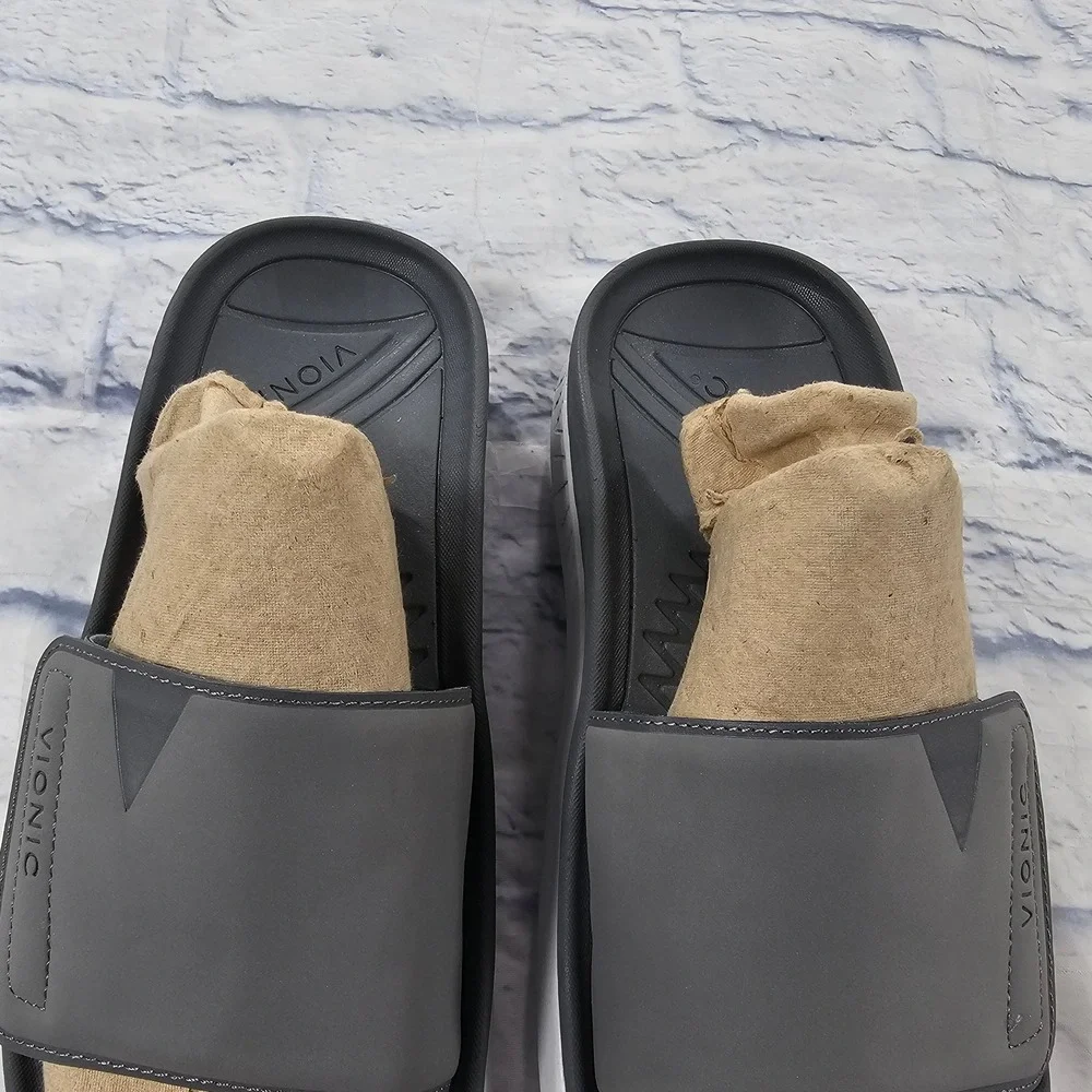 Vionic Rejuvenate Recovery Slide Sandals Mens 8.5 Womens 10 Grey Strap Orthotic